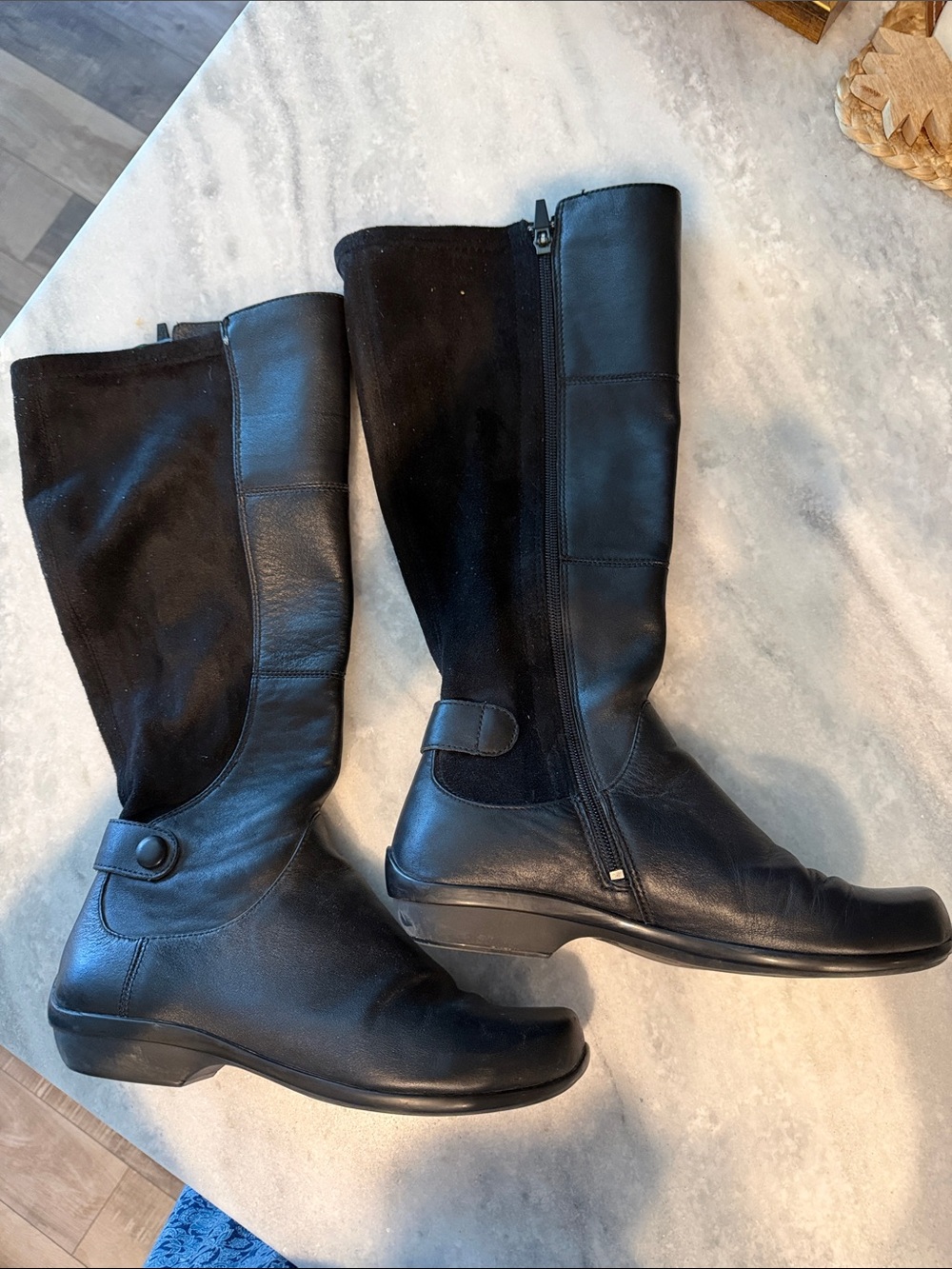 Black Mid Wide Calf Boots